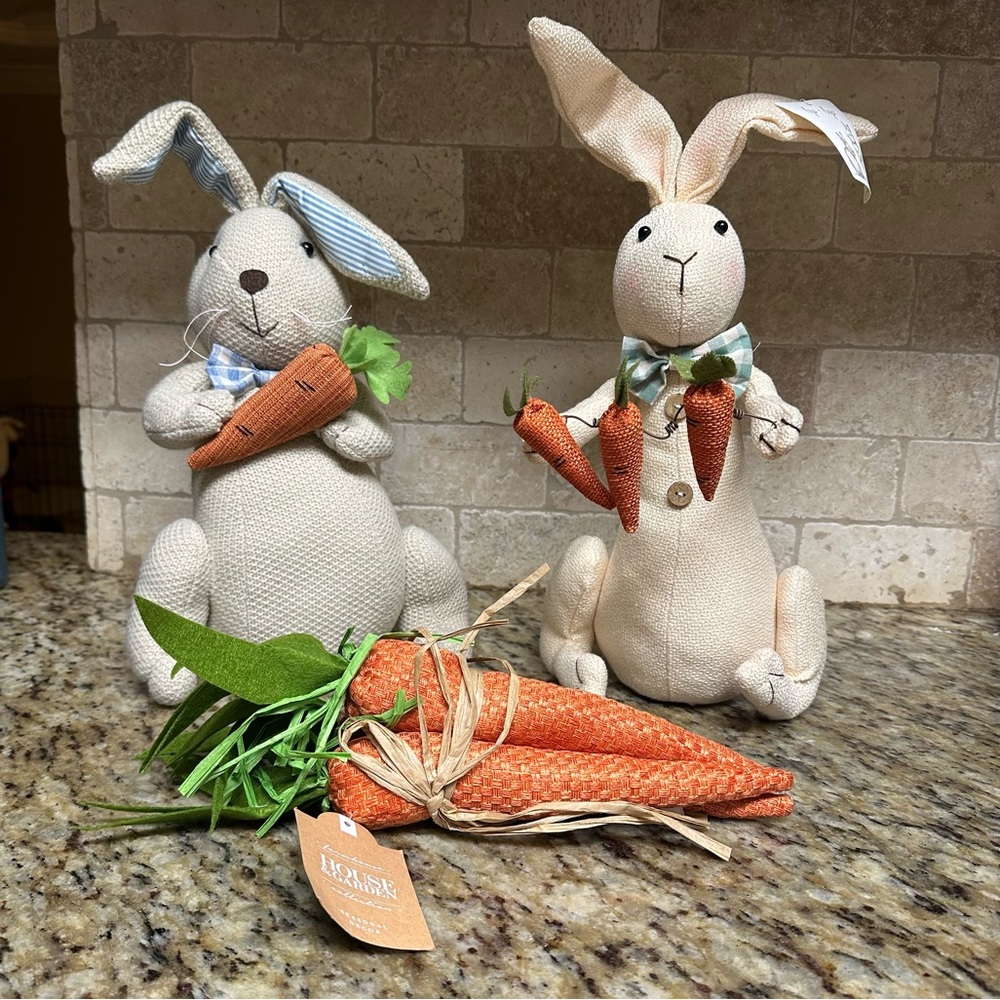 Charming Easter Bunny Rabbit Pair with Carrots